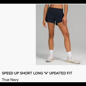 Lululemon Speed Up Shorts 4” Navy